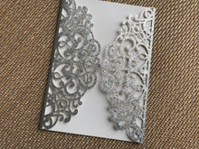 50pcs Glitter Silver Laser Cut Invitations cards,Laser Cut Wedding Cards,Engagement Invitations cards,birthday invite cards,bridal shower invitation cards - Kdecoration