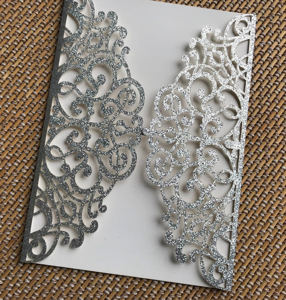 50pcs Glitter Gold Laser Cut invitations cards,Laser Cut wedding invitations cards,bridal shower invitations