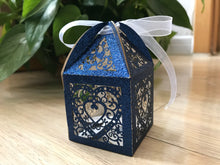 100pcs Glitter navy blue Laser Cut Wedding gift boxes,small Gift packaging Boxes,Wedding Favors - Kdecoration