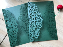 50pcs Pearl Blackish Green Laser Cut Wedding Cards,Engagement Invitation,Bridal Shower Invitations - Kdecoration