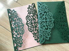 50pcs Pearl Blackish Green Laser Cut Wedding Cards,Engagement Invitation,Bridal Shower Invitations - Kdecoration