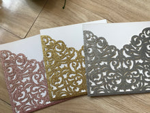 50pcs Glitter Pocket Laser cut Wedding Card,Pocket invite Cover,Invitation Card,Laser Cut Invitation - Kdecoration