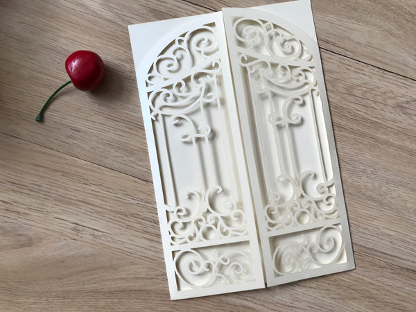 50pcs Pearl Cream Laser Cut Wedding Invitations cards,unique bridal shower invitations covers,custom laser cut invitations cards,engagement invitations covers,custom invite cards,invitations - Kdecoration