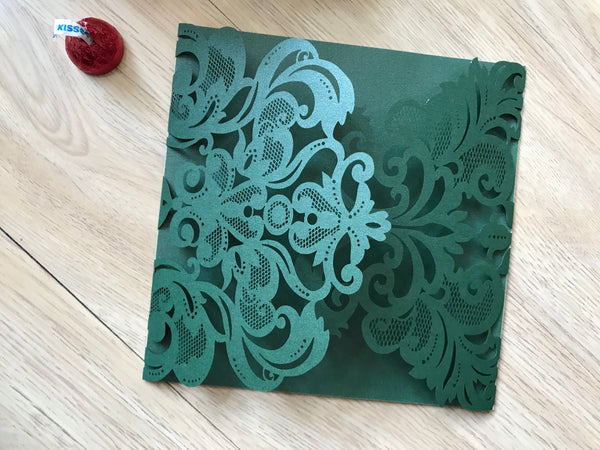 50pcs Pearl Paper Blackish Green personalized wedding invitations,greenery wedding invitations - Kdecoration