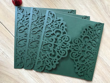 50pcs Pearl Blackish Green Laser Cut Wedding Card,Sweet Birthday Invitation Card,baptism invitations - Kdecoration