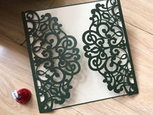 50pcs Pearl Blackish Green Laser Cut Wedding Card,Sweet Birthday Invitation Card,baptism invitations - Kdecoration