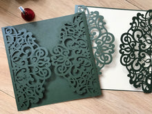 50pcs Pearl Blackish Green Laser Cut Wedding Card,Sweet Birthday Invitation Card,baptism invitations - Kdecoration