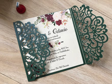 50pcs Pearl Blackish Green Laser Cut Wedding Card,Sweet Birthday Invitation Card,baptism invitations - Kdecoration