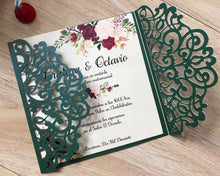 50pcs Pearl blackish green wedding invite cards,laser cut birthday invitations covers - Kdecoration