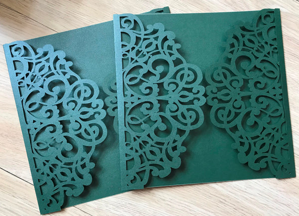 50pcs pearl blackish green DIY laser cut invitations covers,laser cut wedding invite covers,custom birthday invitation cards,bridal shower invitations cards,invitation sleeve - Kdecoration
