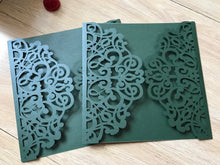 50pcs Pearl Blackish Green Laser Cut Wedding Card,Sweet Birthday Invitation Card,baptism invitations - Kdecoration