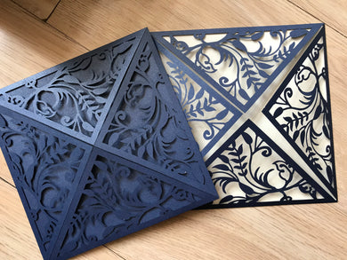 50pcs Navy Blue laser cut Wedding Invitation,Engagement Invitation Cover,Bridal Shower Invitations - Kdecoration