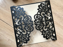 50pcs Pearl Black laser cut wedding Invitations,anniversary invitation cards,floral invitation - Kdecoration