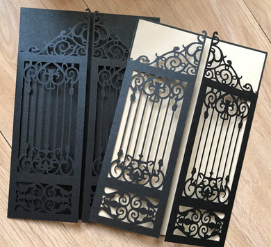 50pcs pearl black gate laser cut invitations cards,laser cut wedding invite cards,Bridal Shower Invitaitons,engagement invitation cards,laser cut invite cards - Kdecoration