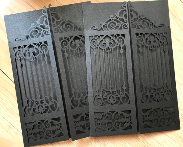 50pcs pearl black gate laser cut invitations cards,laser cut wedding invite cards,Bridal Shower Invitaitons,engagement invitation cards,laser cut invite cards - Kdecoration