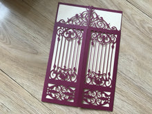 50pcs Burgundy Red Laser Cut Wedding Card,Laser Cut Invitation Cards,Baptism Shower Invitations - Kdecoration