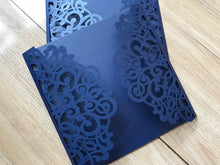 50pcs Pearl Navy Blue Laser Cut wedding invitations covers,Laser Cut Wedding Cards,laser cut Invitations Cards,Engagement invitations Card,Invite sleeve,Bridal Shower Party Invitations cards - Kdecoration