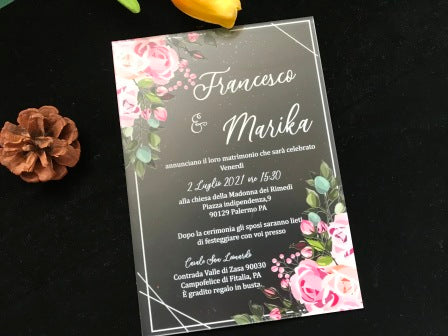 Custom Acrylic Wedding Invitation,10pcs Acrylic Invites,Free Design White Ink Acrylic Invitations - Kdecoration