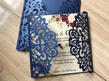 50pcs Pearl Navy Blue Laser Cut wedding invitations covers,Laser Cut Wedding Cards,laser cut Invitations Cards,Engagement invitations Card,Invite sleeve,Bridal Shower Party Invitations cards - Kdecoration