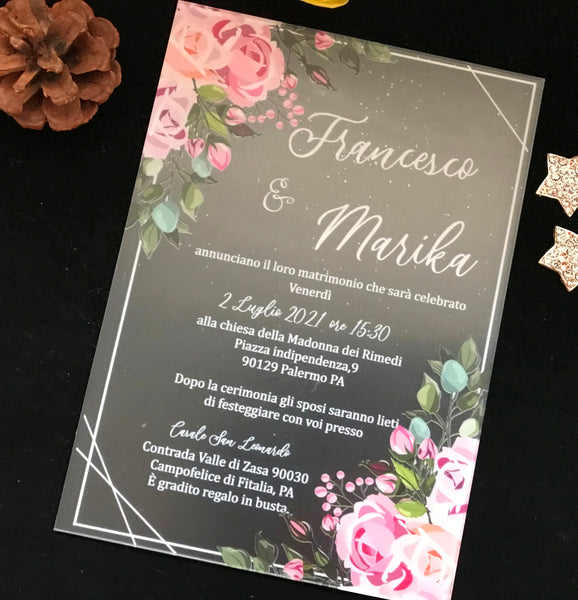 Custom Acrylic Wedding Invitation,10pcs Acrylic Invites,Free Design White Ink Acrylic Invitations - Kdecoration