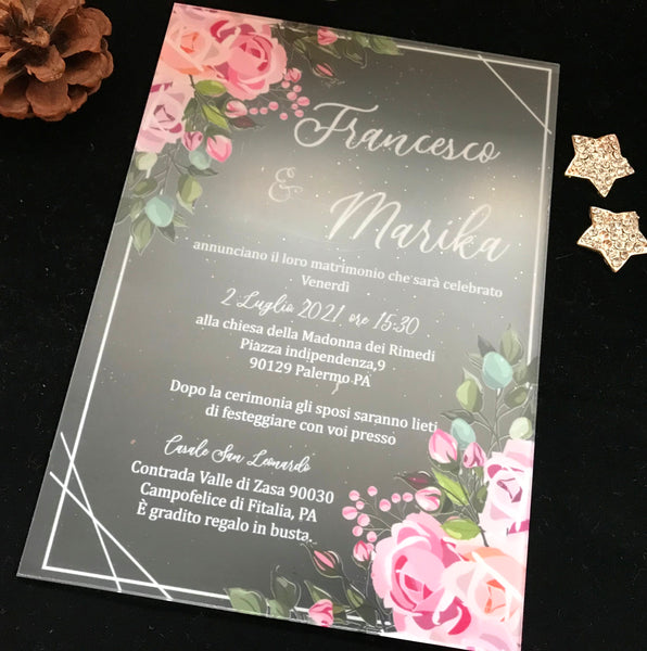 Custom Acrylic Wedding Invitation,10pcs Acrylic Invites,Free Design White Ink Acrylic Invitations - Kdecoration
