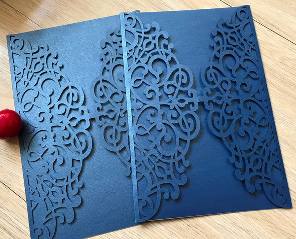 50pcs pearl navy blue Laser Cut wedding invitation cards,custom bridal shower invitations,laser cut invite cards,engagement invitation cards - Kdecoration