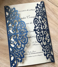 50pcs pearl navy blue Laser Cut wedding invite cards,bridal shower invitations,invitations - Kdecoration