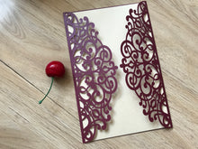 50pcs burgundy red Laser Cut Wedding invitations. floral Invite. laser cut invite cards - Kdecoration