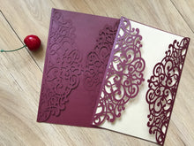 50pcs burgundy red Laser Cut Wedding invitations. floral Invite. laser cut invite cards - Kdecoration