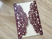 50pcs Pearl Burgundy Red laser cut wedding invitations,customized laser cut invitations - Kdecoration