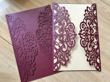 50pcs burgundy red Laser Cut Wedding invitations. floral Invite. laser cut invite cards - Kdecoration