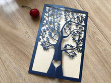 50pcs Pearl Navy Blue Tree Laser Cut Wedding Invitations,Engagement Invitations - Kdecoration