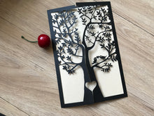 50pcs Pearl Black Tree laser cut wedding invitations,rustic bridal shower invitations - Kdecoration