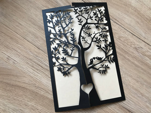 50pcs Pearl Black Laser Cut Invitations Cards,Birthday Invitations,Quinceanera Boda invitations - Kdecoration