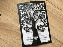 50pcs Pearl Black Tree laser cut wedding invitations,rustic bridal shower invitations - Kdecoration