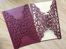 50pcs Pearl burgundy red Laser Cut Wedding Cards,Laser Cut Wedding Invitations,Invitaitons Cards - Kdecoration