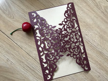 50pcs Pearl burgundy red Laser Cut Wedding Cards,Laser Cut Wedding Invitations,Invitaitons Cards - Kdecoration