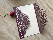 50pcs Pearl burgundy red Laser Cut Wedding Cards,Laser Cut Wedding Invitations,Invitaitons Cards - Kdecoration