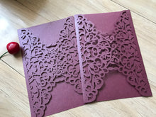 50pcs Pearl burgundy red Laser Cut Wedding Cards,Laser Cut Wedding Invitations,Invitaitons Cards - Kdecoration