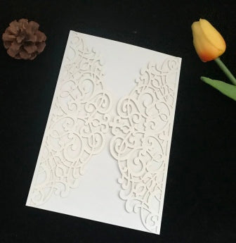 Pearl white 10pcs Laser Cut Wedding Invitations cards. Floral custom Engagement Invitation Cards - Kdecoration