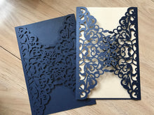 50pcs Pearl Navy Blue Invitation,Laser Cut Invitations Cards,Laser Cut Wedding Cards - Kdecoration