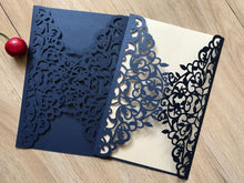 50pcs Pearl Navy Blue Invitation,Laser Cut Invitations Cards,Laser Cut Wedding Cards - Kdecoration