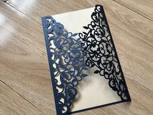 50pcs Pearl Navy Blue Invitation,Laser Cut Invitations Cards,Laser Cut Wedding Cards - Kdecoration