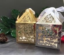 100pcs Rose Wedding Favor box,Small Gift box,Metallic Silver candy box,Chocolate Gift Packaging Box - Kdecoration