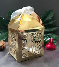 100pcs Metallic Gold Llaser Cut Wedding Favor Boxes,Gift Packaging Boxes with Ribbon,Laser Cut Wedding Gift boxes,Candy Boxes,Chocolate Gift Boxes,DIY Gift Boxes - Kdecoration