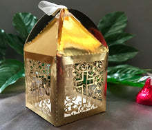 100pcs Metallic Gold Laser Cut Wedding Gift Boxes,Wedding Favor Boxes,Cross Small Gift Chocolate Boxes ,Baby Shower First Birthday Party Favors,Souvenirs Boxes - Kdecoration