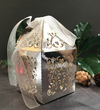 100pcs Metallic Paper Silver Small Candy laser cut Gifts Boxes,Birthday Bomboniere Favors - Kdecoration