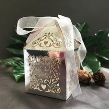 100pcs Metallic Silver Laser Cut Wedding Favor Boxes,Baby Shower Gift boxes - Kdecoration