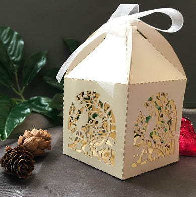 100pcs Pearl Cream Love Bird Laser Cut Wedding Favor Boxes, Rustic Party Baby Shower Favor Boxes,Birthday Gift Boxes,Bomboniere Favors, Candy Gifts Boxes,Many Colors Available - Kdecoration