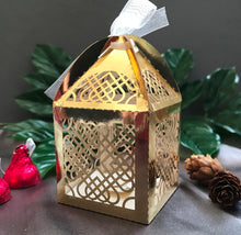 100pcs metallic Gold Laser Cut Wedding Favor Boxes,Laser Cut Gift Boxes,Candy Boxes with ribbon,Chocolate Packaging Boxes,Chocolate Boxes - Kdecoration